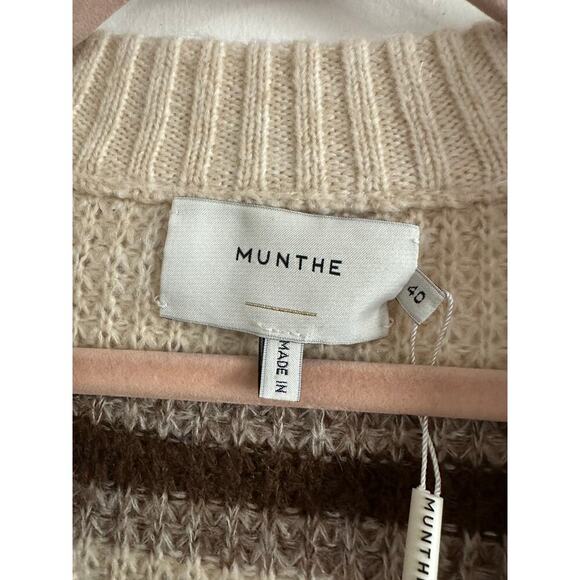 MUNTHE Rana Multi-Stripe Waffle Knit Sweater Alpaca-Blend Oversized Sz 10 - NWT - Picture 7 of 9